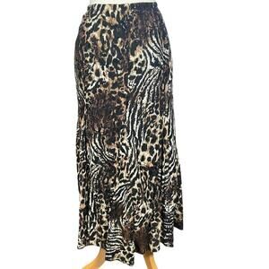 JM Collection Lace Leopard Animal Print Maxi Skirt Women's Size Medium Elegant